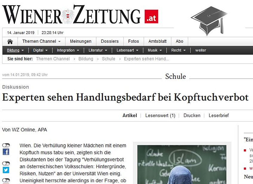 Bild: Vorschaubild der Wiener Zeitung-Website